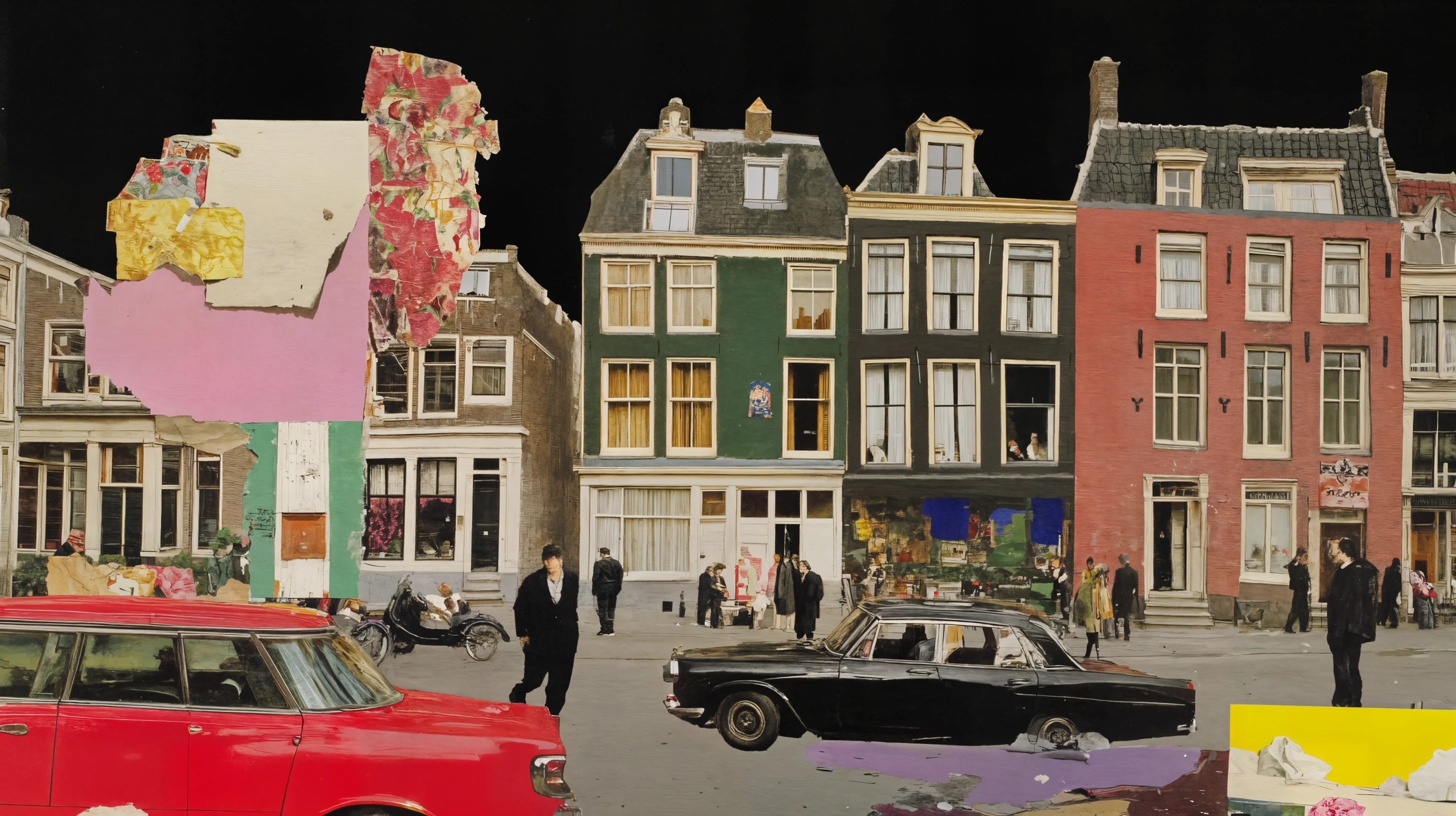 Amsterdam '70 (Crash on Herengracht) — limited edition collage print, Hollands series, kutdakrap Amsterdam