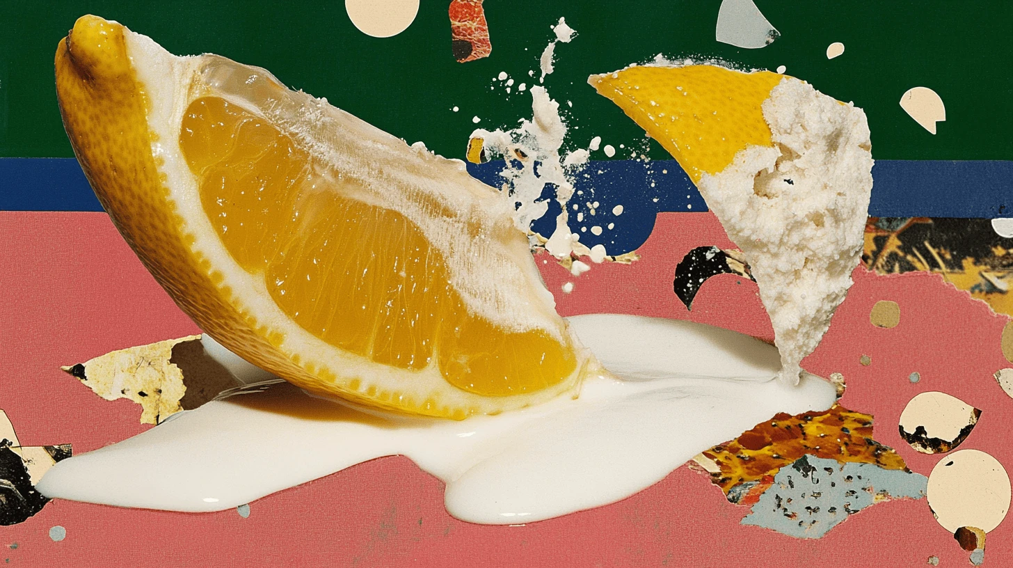 Citroen & Melk — limited edition collage print, Stilleven series, kutdakrap Amsterdam