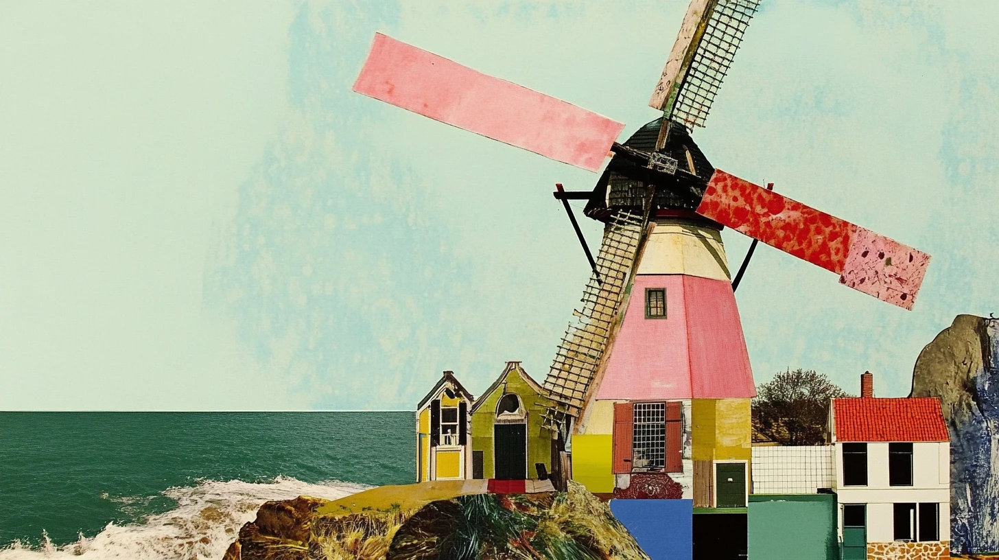 Molen — limited edition collage print, Hollands series, kutdakrap Amsterdam