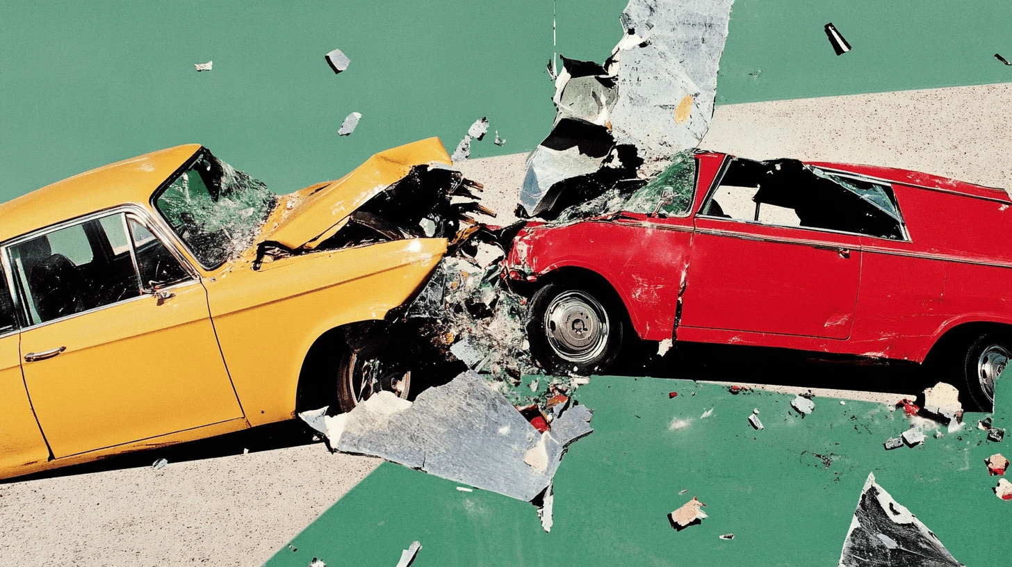 Twee Auto's — limited edition collage print, Crash series, kutdakrap Amsterdam